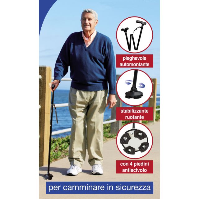 Bastone da passeggio con 4 piedini - Walking Cane Rekordsan