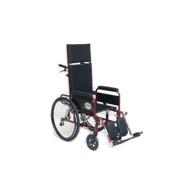 Carrozzina Repos con schienale reclinabile prolungato e poggiatesta per anziani o disabili.