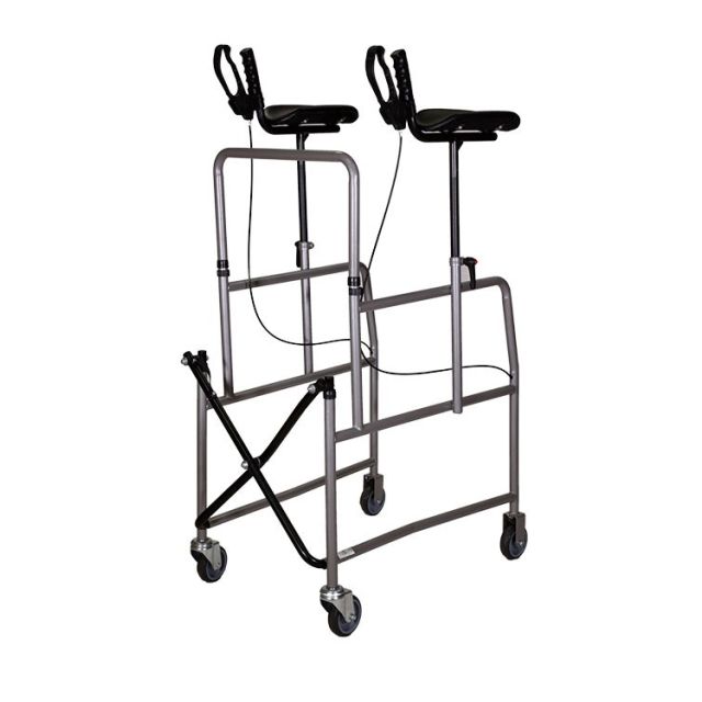 Deambulatore pieghevole con appoggi antibrachiali e freni DE1-F