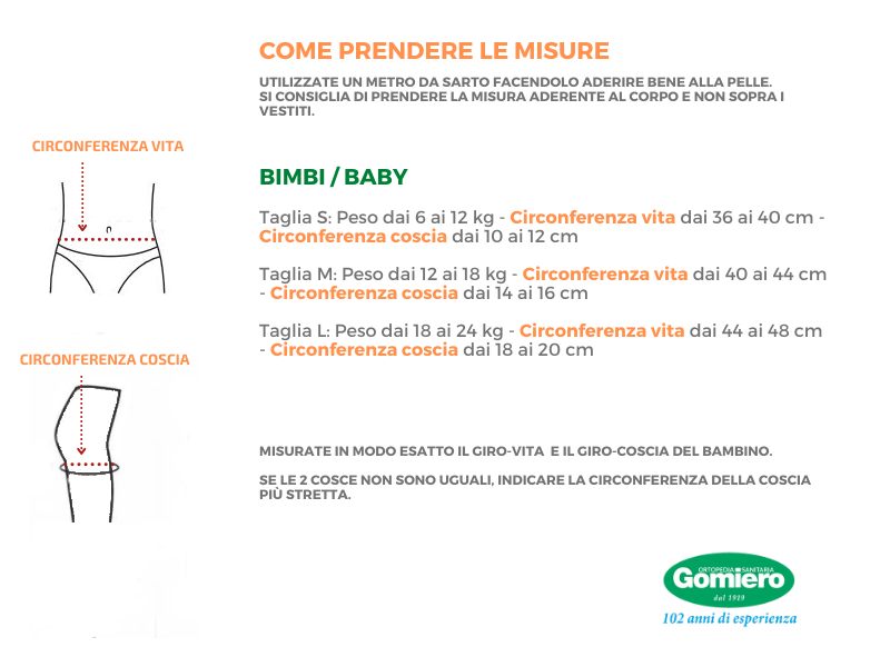 Tabella taglie e misure